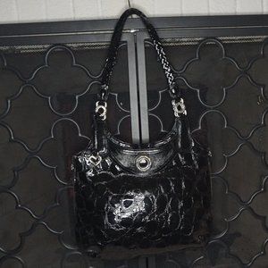 Brighton Large Black Patent Croc Shoulder Bag Purse Tote  D835553